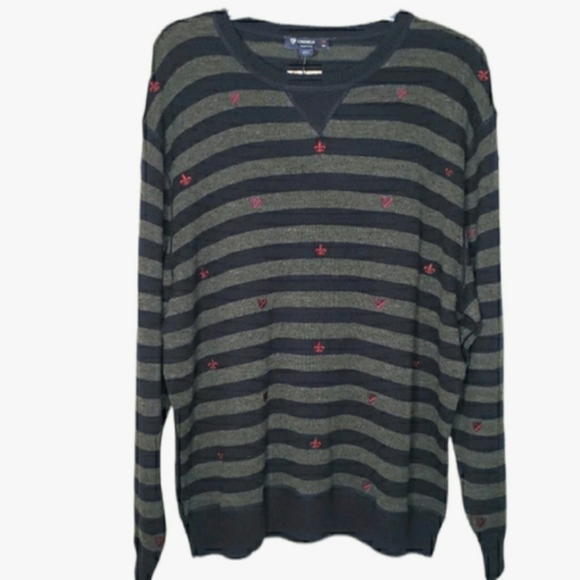 Daniel Cremieux Men's Sweater Merino Wool Blend Striped Blue & Gray Size XXL NWT - Picture 1 of 10